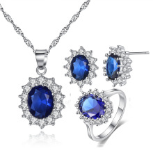 Conjunto de joias de girassol da moda com diamantes joias luxuosas de três peças temperamento acessórios femininos atacado